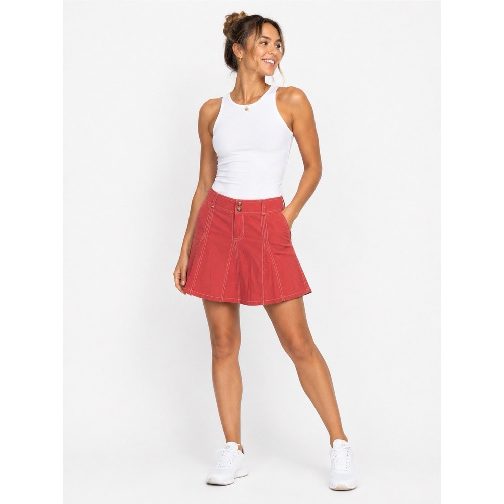 Athleta Whatever A-Line Skort Style #39233 Red Built In Shorts Size 2 Casual